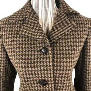 Lauren Ralph Lauren LRL Houndstooth 3/4 Sleeve Short Plaid Blazer Womens's Sz 10